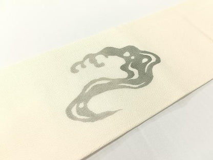 平和屋着物●九寸名古屋帯　型染め　立波文　鬼しぼ縮緬　正絹　逸品　CABG1637vp