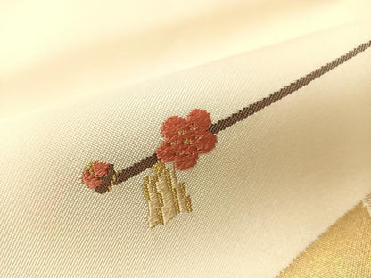 平和屋着物●九寸名古屋帯　唐織　櫛　簪　金糸　正絹　逸品　CABG1638vp