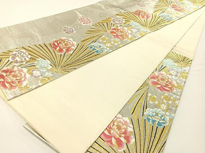 平和屋着物●六通柄袋帯　唐織　舞花文　金銀糸　正絹　逸品　CABG1641vp