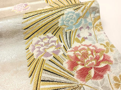 平和屋着物●六通柄袋帯　唐織　舞花文　金銀糸　正絹　逸品　CABG1641vp