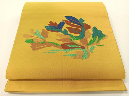 平和屋着物●爪掻き本綴れ　八寸名古屋帯　草花文　正絹　逸品　CABG1643vp