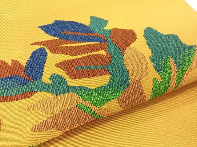平和屋着物●爪掻き本綴れ　八寸名古屋帯　草花文　正絹　逸品　CABG1643vp