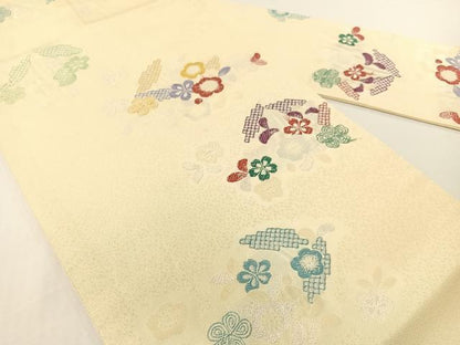 平和屋着物●九寸名古屋帯　唐織　ひった　舞花文　正絹　逸品　CABG1649vp