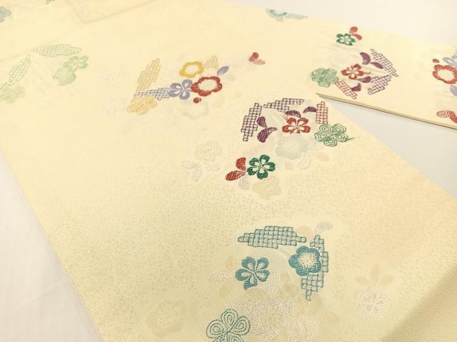 平和屋着物●九寸名古屋帯　唐織　ひった　舞花文　正絹　逸品　CABG1649vp