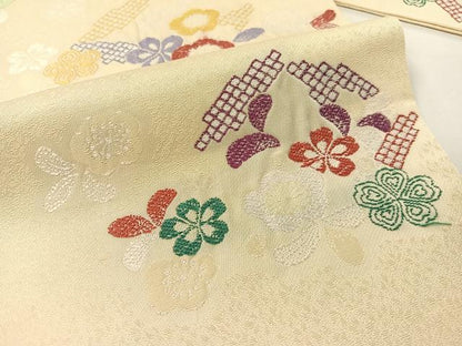 平和屋着物●九寸名古屋帯　唐織　ひった　舞花文　正絹　逸品　CABG1649vp