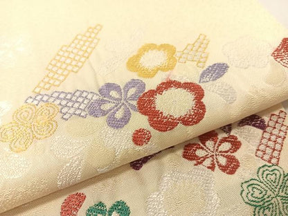 平和屋着物●九寸名古屋帯　唐織　ひった　舞花文　正絹　逸品　CABG1649vp
