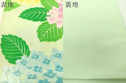 平和屋着物●森英恵・HANAE MORI　六通柄袋帯　唐織　紫陽花　正絹　逸品　未使用　CABG1652vp
