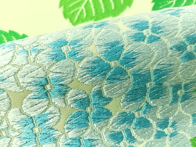 平和屋着物●森英恵・HANAE MORI　六通柄袋帯　唐織　紫陽花　正絹　逸品　未使用　CABG1652vp