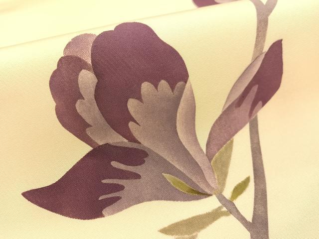 平和屋着物●塩瀬　九寸名古屋帯　手描き　燕花文　正絹　逸品　CABG1655vp