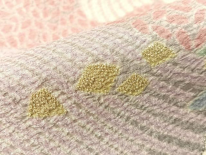 平和屋着物●十日町 名門 滝泰謹製 太鼓柄袋帯 中国三大刺繍 相良刺繍 おぼろ染め 襲ね絞り 立波箔散らし 銀通し地 正絹 逸品 CABG1657vp