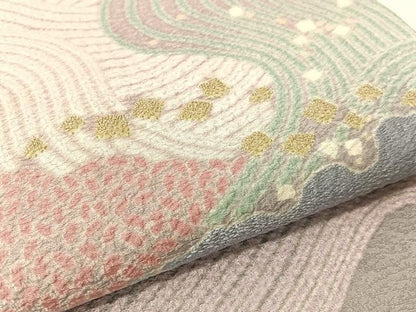平和屋着物●十日町 名門 滝泰謹製 太鼓柄袋帯 中国三大刺繍 相良刺繍 おぼろ染め 襲ね絞り 立波箔散らし 銀通し地 正絹 逸品 CABG1657vp