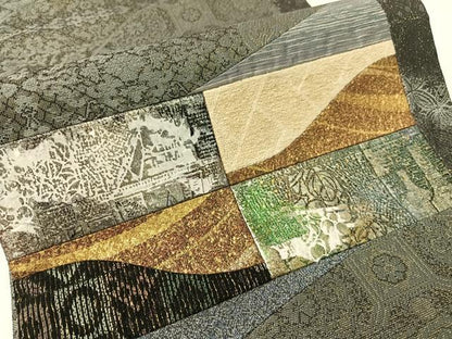 平和屋着物●両面　太鼓柄袋帯　切嵌　金唐革　モール　更紗吉祥文　金銀彩　正絹　逸品　CABG1659vp