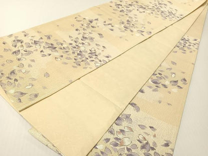 平和屋着物●六通柄袋帯　舞桜　金銀糸　正絹　逸品　未使用　CABG1662vp