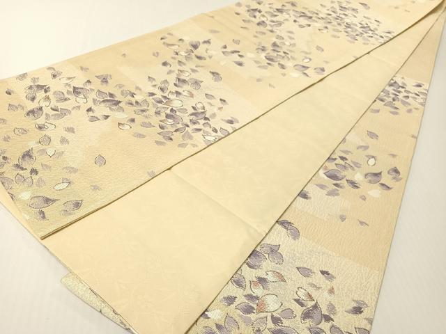 平和屋着物●六通柄袋帯　舞桜　金銀糸　正絹　逸品　未使用　CABG1662vp