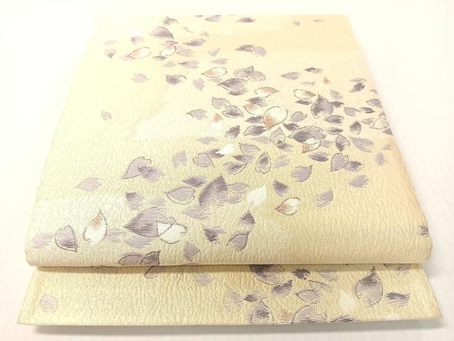 平和屋着物●六通柄袋帯　舞桜　金銀糸　正絹　逸品　未使用　CABG1662vp