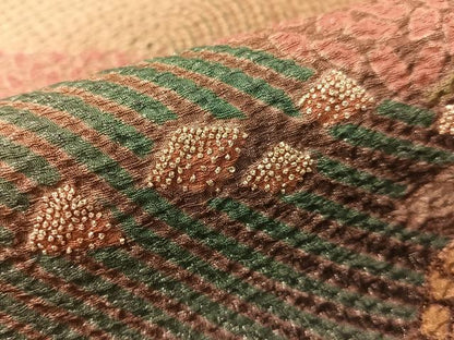 平和屋着物●十日町 名門 滝泰謹製 太鼓柄袋帯 中国三大刺繍 相良刺繍 おぼろ染め 襲ね絞り 立波箔散らし 銀通し地 正絹 逸品 CABG1666vp