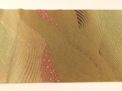 平和屋着物●十日町 名門 滝泰謹製 太鼓柄袋帯 中国三大刺繍 相良刺繍 おぼろ染め 襲ね絞り 立波箔散らし 銀通し地 正絹 逸品 CABG1666vp