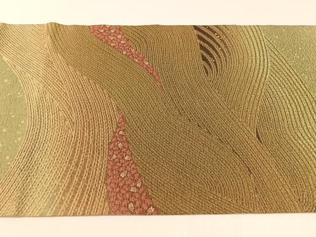 平和屋着物●十日町 名門 滝泰謹製 太鼓柄袋帯 中国三大刺繍 相良刺繍 おぼろ染め 襲ね絞り 立波箔散らし 銀通し地 正絹 逸品 CABG1666vp