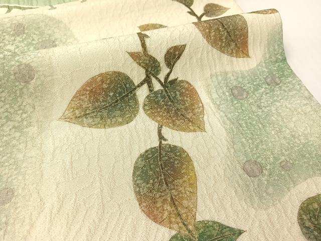 平和屋着物●博多織　鵬翔　両面　太鼓柄袋帯　ふくれ織　作家物　枝葉文　金通し地　正絹　逸品　CABG1667vp