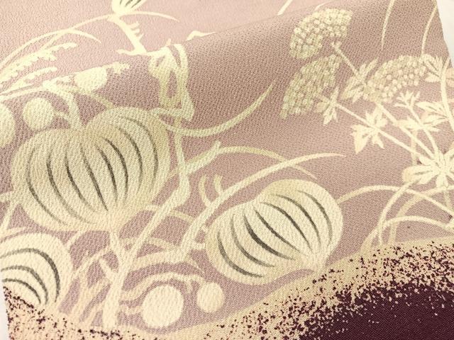 平和屋着物●東京友禅　熊谷好博子　九寸名古屋帯　草花文　鬼しぼ縮緬　正絹　逸品　CABG1668vp