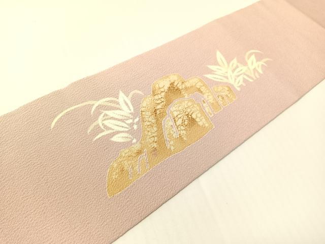 平和屋着物●東京友禅　熊谷好博子　九寸名古屋帯　草花文　鬼しぼ縮緬　正絹　逸品　CABG1668vp