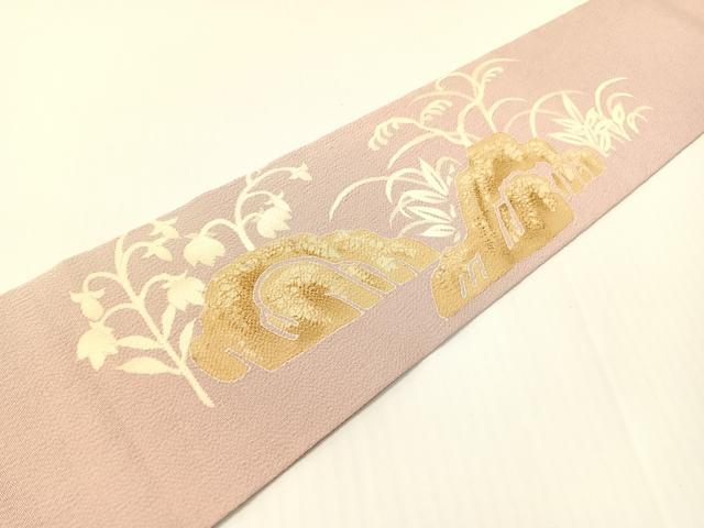 平和屋着物●東京友禅　熊谷好博子　九寸名古屋帯　草花文　鬼しぼ縮緬　正絹　逸品　CABG1668vp