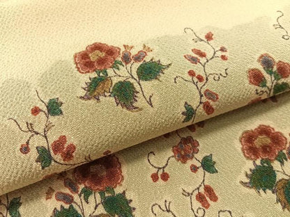 平和屋着物●九寸名古屋帯　花唐草文　金彩　鬼しぼ縮緬　正絹　逸品　CABG1670vp