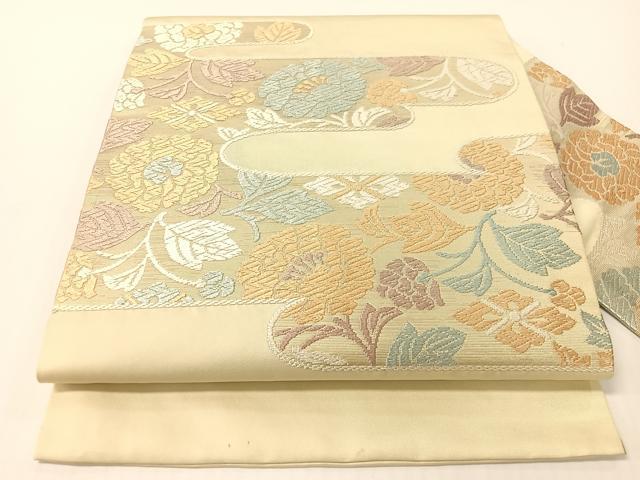 平和屋着物●西陣　川島織物　九寸名古屋帯　唐織　霞花文　正絹　逸品　CABG1672vp
