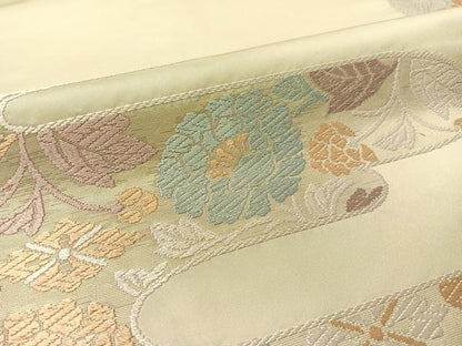 平和屋着物●西陣　川島織物　九寸名古屋帯　唐織　霞花文　正絹　逸品　CABG1672vp
