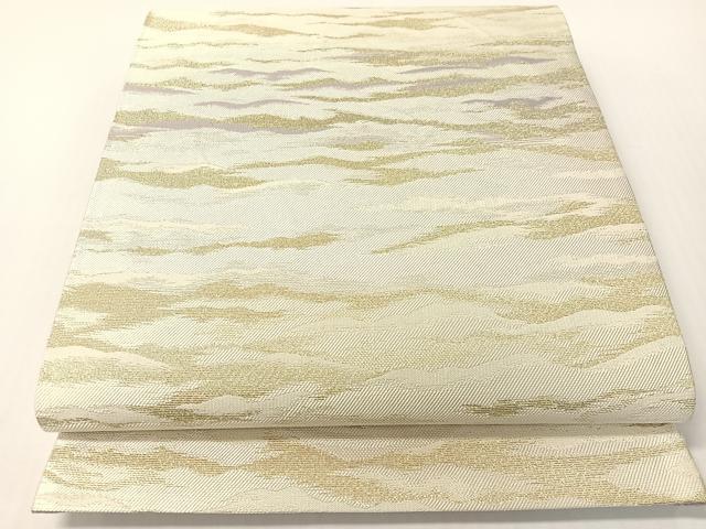 平和屋着物●両面　六通柄袋帯　霞文　金糸　正絹　逸品　CABG1685vp