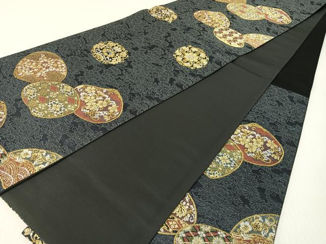平和屋着物●六通柄袋帯　唐織　貝合わせ花文　金糸　正絹　逸品　CABG1686vp