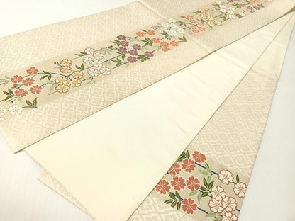 平和屋着物●六通柄袋帯　唐織　ボストン美術館　枝垂れ花間道　金糸　正絹　逸品　CABG1689vp