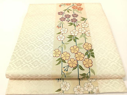 平和屋着物●六通柄袋帯　唐織　ボストン美術館　枝垂れ花間道　金糸　正絹　逸品　CABG1689vp