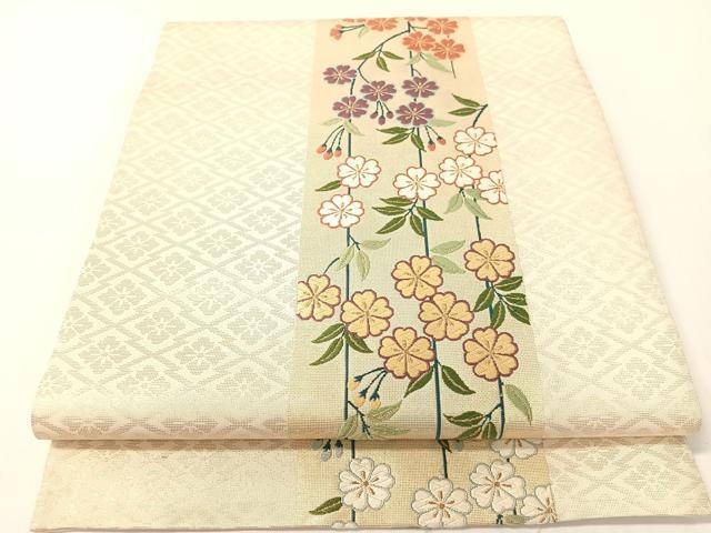 平和屋着物●六通柄袋帯　唐織　ボストン美術館　枝垂れ花間道　金糸　正絹　逸品　CABG1689vp