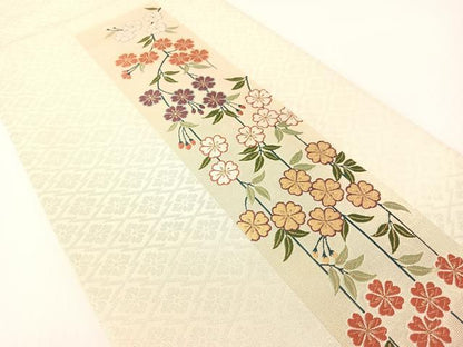 平和屋着物●六通柄袋帯　唐織　ボストン美術館　枝垂れ花間道　金糸　正絹　逸品　CABG1689vp
