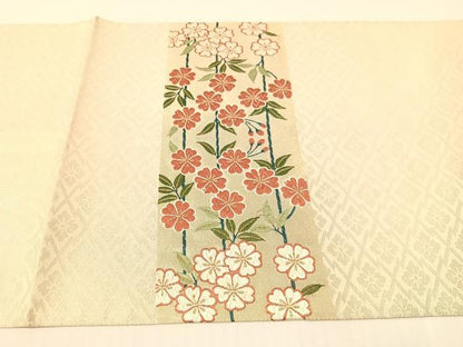 平和屋着物●六通柄袋帯　唐織　ボストン美術館　枝垂れ花間道　金糸　正絹　逸品　CABG1689vp