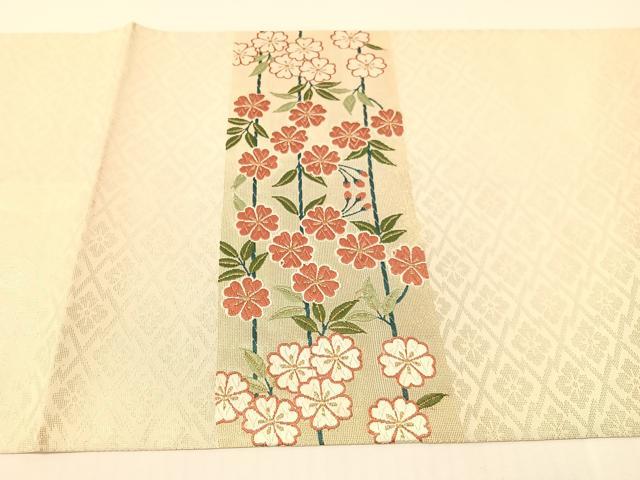 平和屋着物●六通柄袋帯　唐織　ボストン美術館　枝垂れ花間道　金糸　正絹　逸品　CABG1689vp