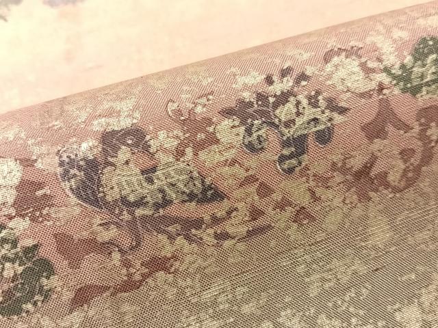 平和屋着物●石川県指定無形文化財　牛首紬　白山工房　手織り　角印　全通柄袋帯　鳳凰狩猟更紗　金彩　正絹　逸品　CABG1691vp