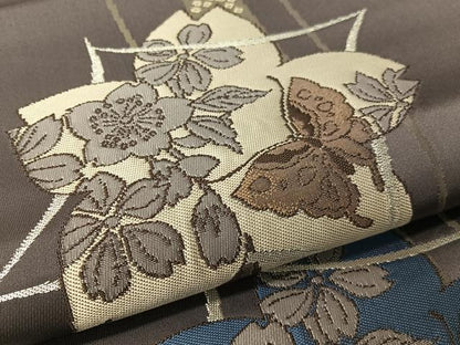 平和屋着物●西洞院辻が花　大脇一心　六通柄袋帯　藤松花蝶文　金銀糸　正絹　逸品　未使用　CABG1692vp