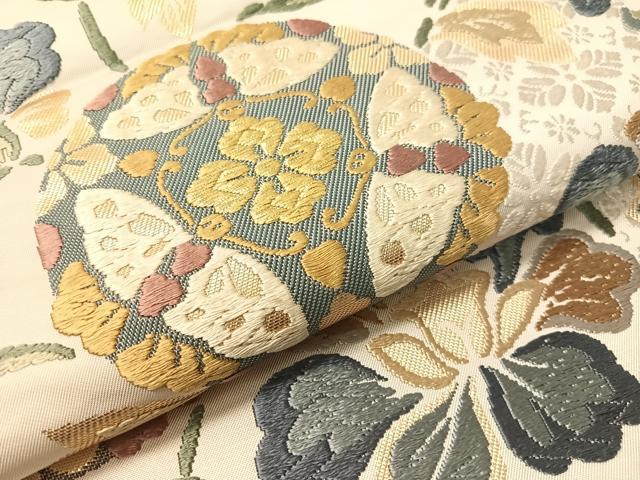 平和屋着物●六通柄袋帯　唐織　正倉院更紗　金糸　正絹　逸品　CABG1693vp
