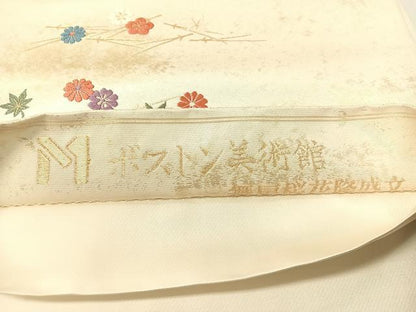 平和屋着物●六通柄袋帯　唐織　ボストン美術館　舞扇桜花隆盛文　金糸　正絹　逸品　CABG1695vp