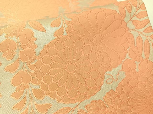 平和屋着物●西陣　白綾苑大庭　六通柄袋帯　藤花菊文　銀彩　正絹　逸品　CABG1706vp
