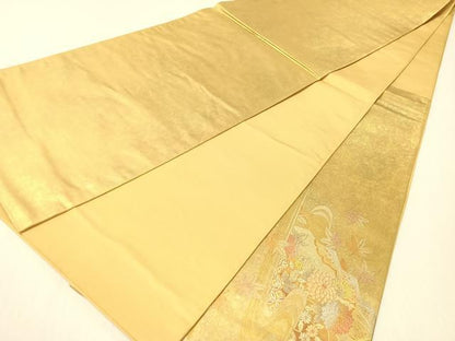平和屋着物●金彩友禅　卓越技能者・名工・和田光正　太鼓柄袋帯　立波扇面花文　正絹　逸品　CABG1707vp