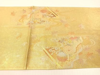 平和屋着物●金彩友禅　卓越技能者・名工・和田光正　太鼓柄袋帯　立波扇面花文　正絹　逸品　CABG1707vp