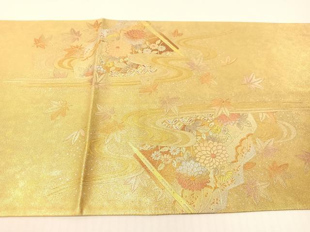 平和屋着物●金彩友禅　卓越技能者・名工・和田光正　太鼓柄袋帯　立波扇面花文　正絹　逸品　CABG1707vp