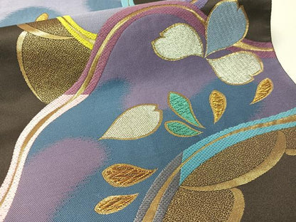 平和屋着物●六通柄袋帯　舞桜松文　金銀糸　正絹　逸品　CABG1712vp