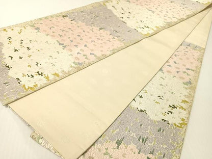 平和屋着物●六通柄袋帯　唐織　御香染　宮むらさき　花尽くし　金糸　正絹　逸品　CABG1713vp