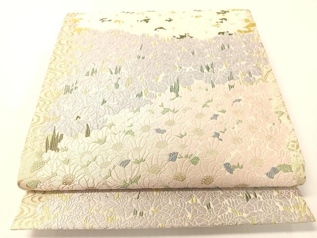 平和屋着物●六通柄袋帯　唐織　御香染　宮むらさき　花尽くし　金糸　正絹　逸品　CABG1713vp