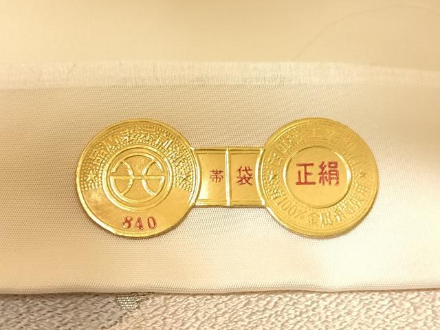 平和屋着物●西陣　白綾苑大庭　六通柄袋帯　青海波　銀糸　証紙付き　正絹　逸品　未使用　CABG1714vp