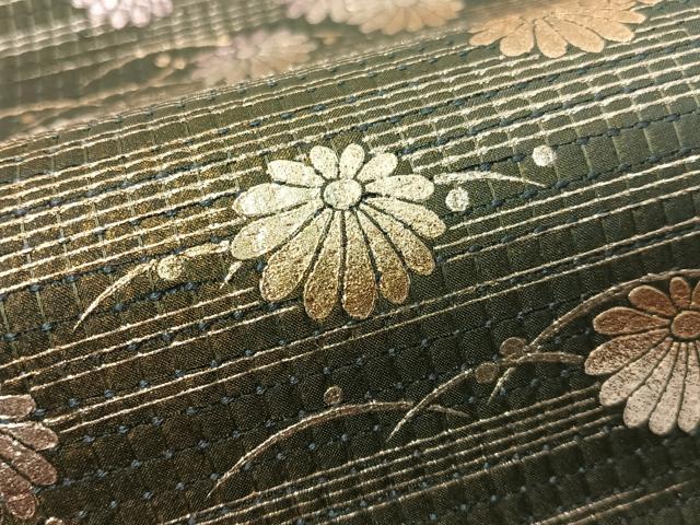平和屋着物●金彩友禅　卓越技能者・名工・和田光正　太鼓柄袋帯　露芝菊文　正絹　逸品　CABG1716vp